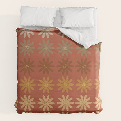 Ombre Abstract Daisies on Mandarin Orange Duvet Cover Gallery Image 7