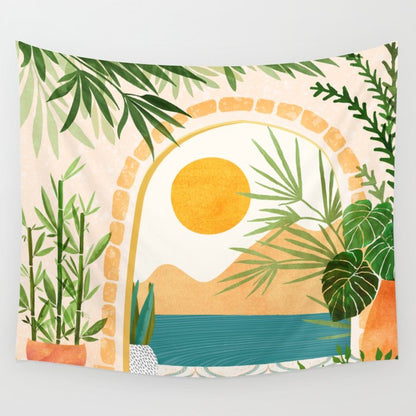 Villa View Tropical Landscape / Villa Series Wall Tapestry Gallery Image 3
