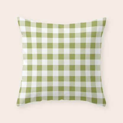 Gingham Large Green White Throw Pillow Gallery Image 1