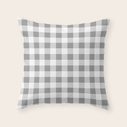 Gingham Large Gray White Throw Pillow Gallery Image 1