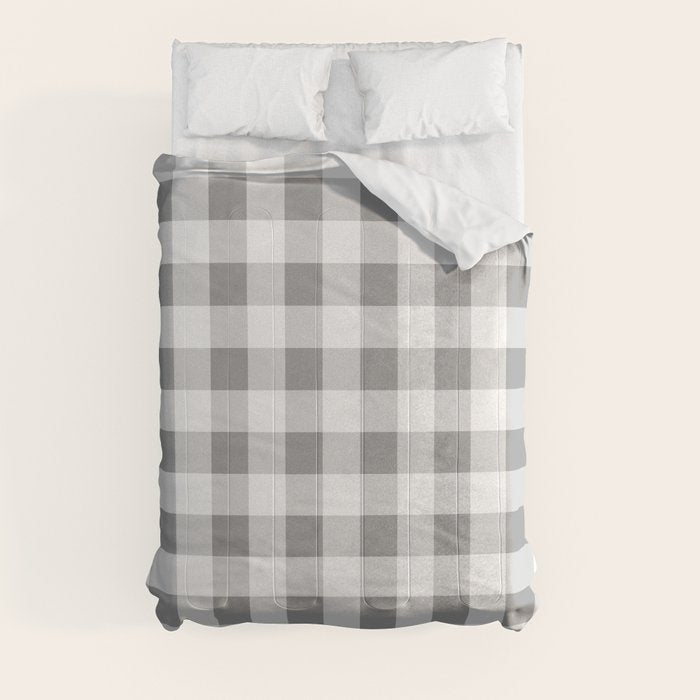 Gingham Large Gray White Comforter Gallery Image 3