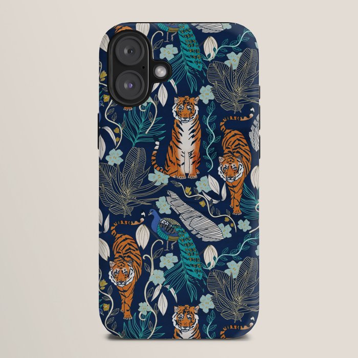 Tiger Toile on Navy iPhone Case Gallery Image 10