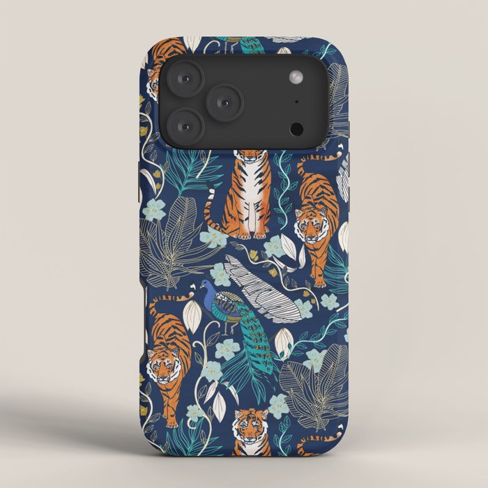 Tiger Toile on Navy iPhone Case Gallery Image 4
