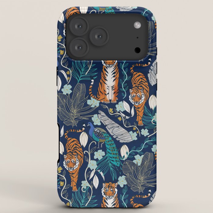 Tiger Toile on Navy iPhone Case Gallery Image 8