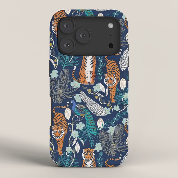 Tiger Toile on Navy iPhone Case Gallery Image 3