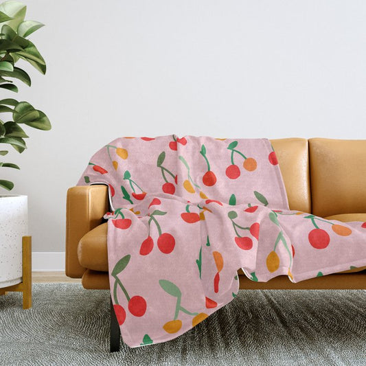 Cherry pattern Throw Blanket Gallery Image 2