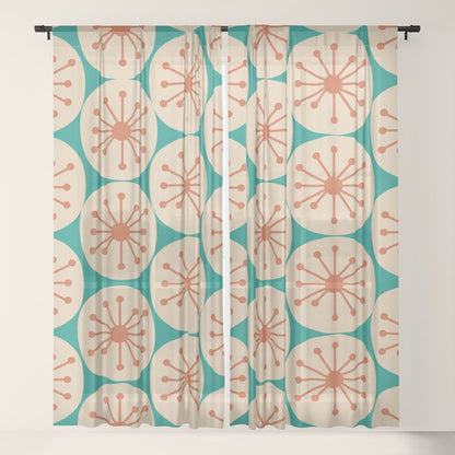 Atomic Dots Retro Midcentury Modern Pattern in Mid Mod Orange, Beige, and Turquoise Teal Window Curtain Gallery Image 17
