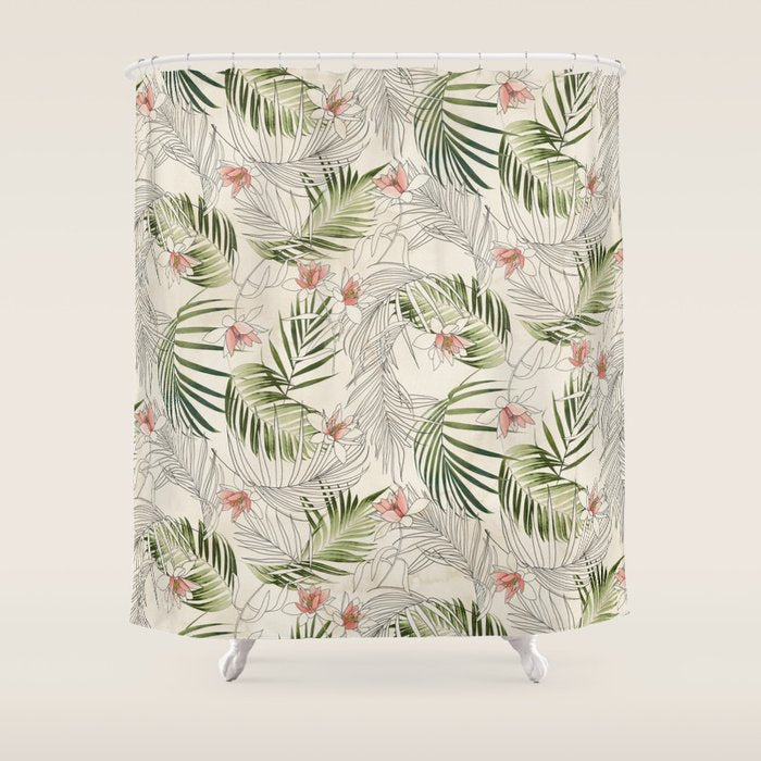 Tropical Palms Outline Shower Curtain Gallery Image 1
