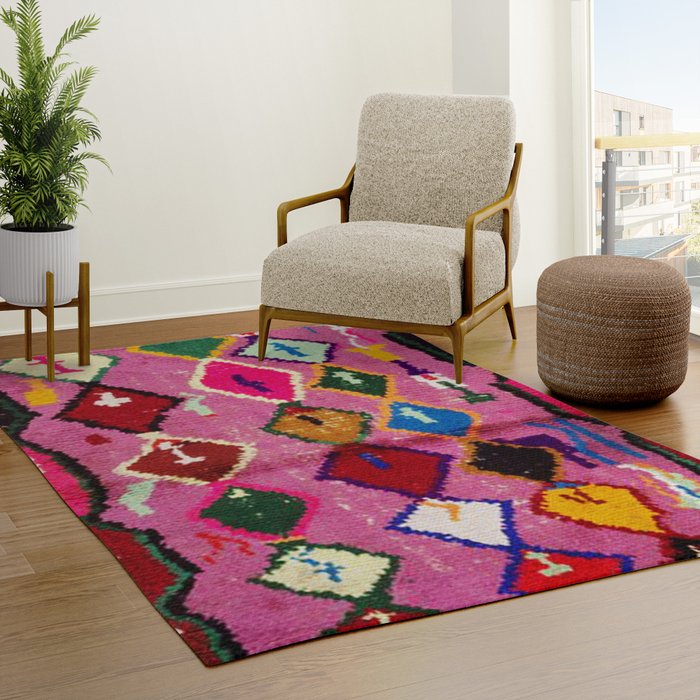 Very Colorful Retro Moroccan Rug Print Rug Gallery Image 3