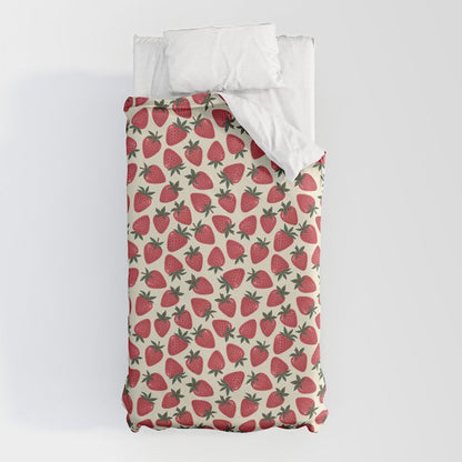 Hand Drawn Vintage Strawberry Pattern Duvet Cover Gallery Image 5