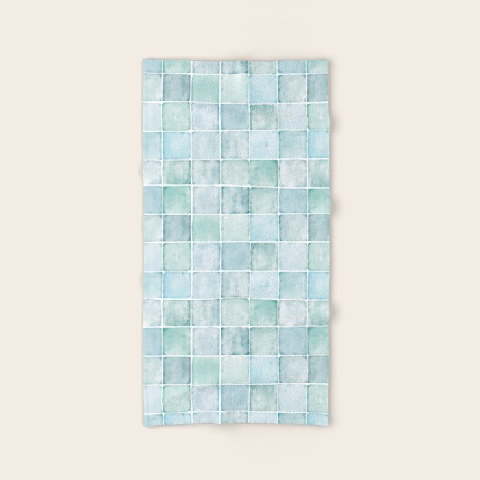 Sea Glass Tiles Watercolor Bath Towel Gallery Image 2