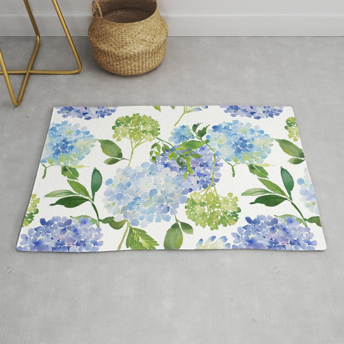 Blue Hydrangea Flowers Rug Gallery Image 1