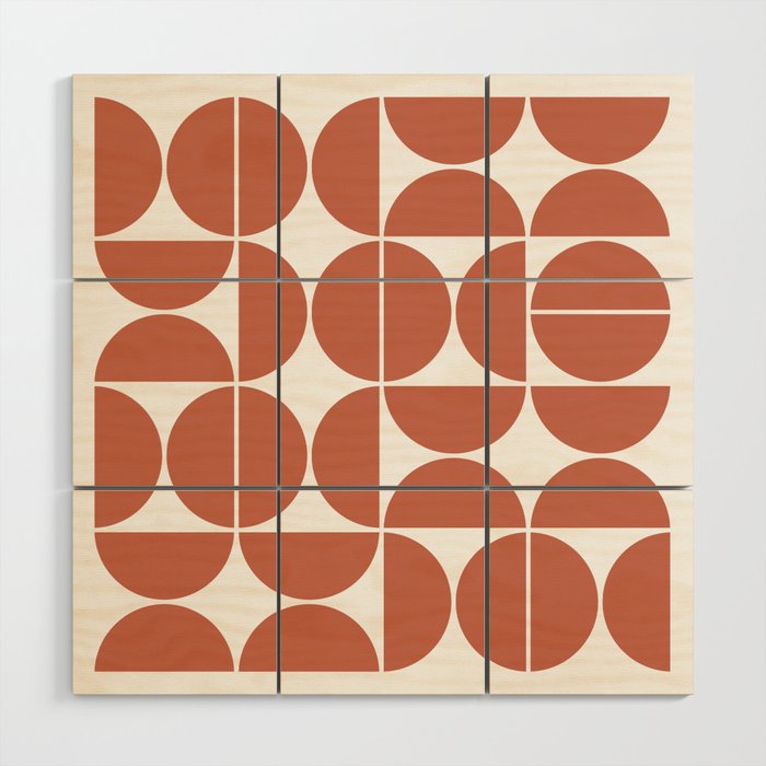 Mid Century Modern Geometric 04 Terracotta Wood Wall Art Gallery Image 3