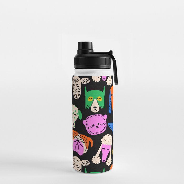 Funny colorful dog cartoon pattern Water Bottle Gallery Image 2