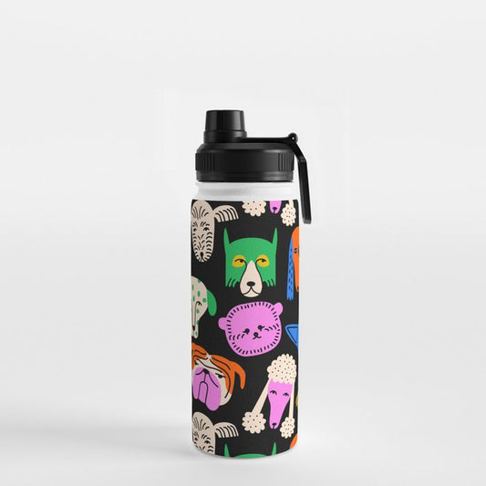 Funny colorful dog cartoon pattern Water Bottle Gallery Image 2
