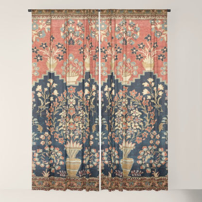 Kashan Poshti Antique Central Persian Rug Print Window Curtain Gallery Image 22