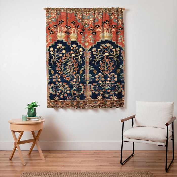 Kashan Poshti Antique Central Persian Rug Print Window Curtain Gallery Image 7