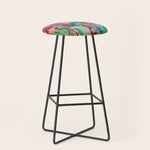 Red floral Jungle Garden Botanical featuring Proteas, Reeds, Eucalyptus, Ferns and Birds of Paradise Stool Gallery Image 1