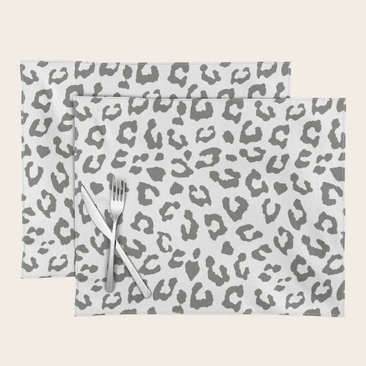 Safari Leopard Print - Grey & White Placemat Gallery Image 1