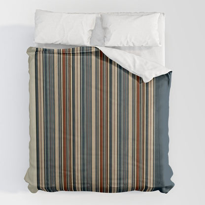 Dark Indigo Tan Stripes Comforter Gallery Image 2