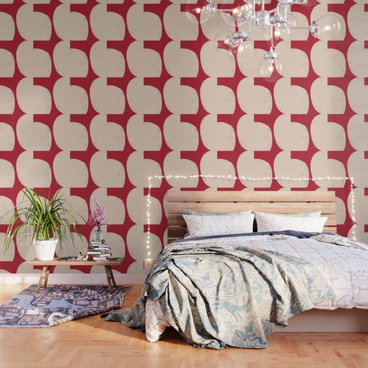 Half-Circle Shapes on Red Wallpaper Gallery Image 1