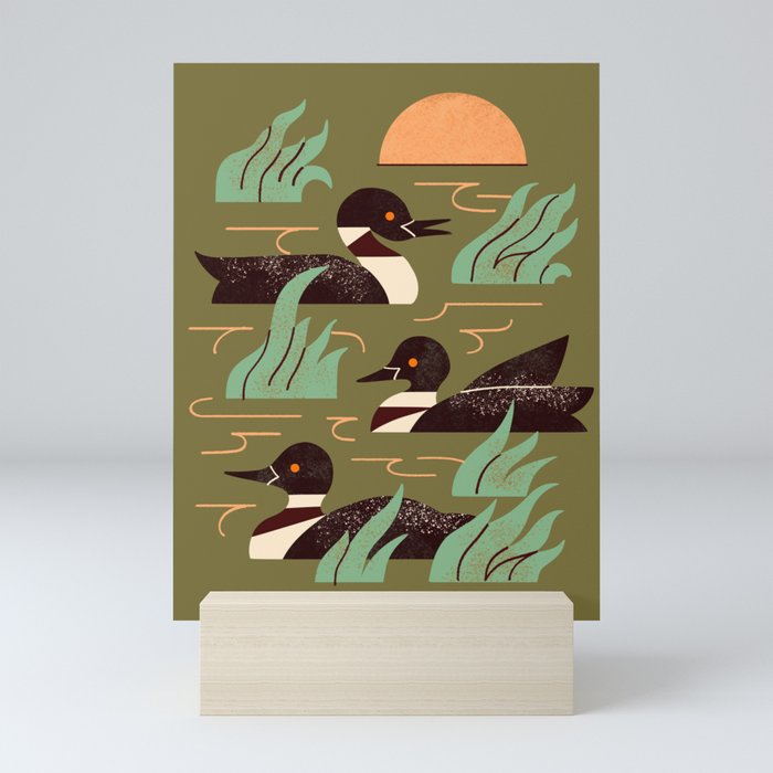 Loons At Dusk Mini Art Print Gallery Image 5