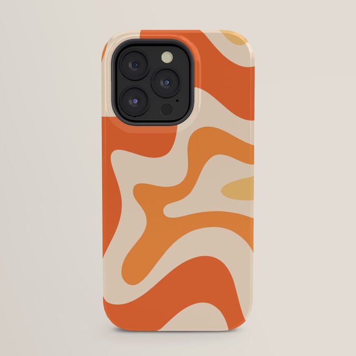 Retro Liquid Swirl Abstract Pattern Square Tangerine Orange Tones iPhone Case Gallery Image 23