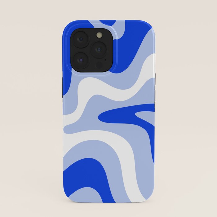 Retro Liquid Swirl Abstract Pattern Square in Royal Blue, Light Blue, and White iPhone Case Gallery Image 39