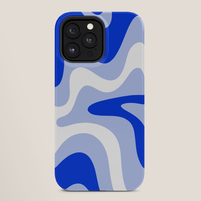 Retro Liquid Swirl Abstract Pattern Square in Royal Blue, Light Blue, and White iPhone Case Gallery Image 28
