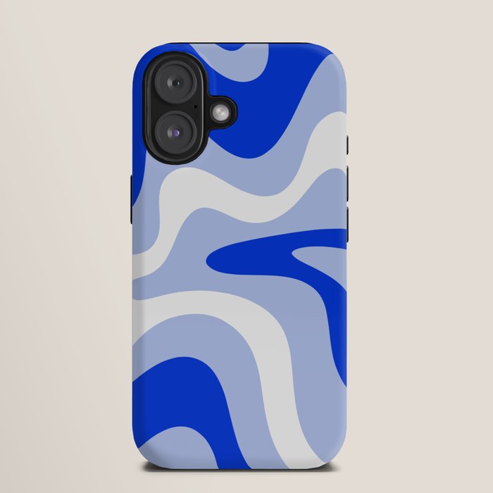Retro Liquid Swirl Abstract Pattern Square in Royal Blue, Light Blue, and White iPhone Case Gallery Image 9