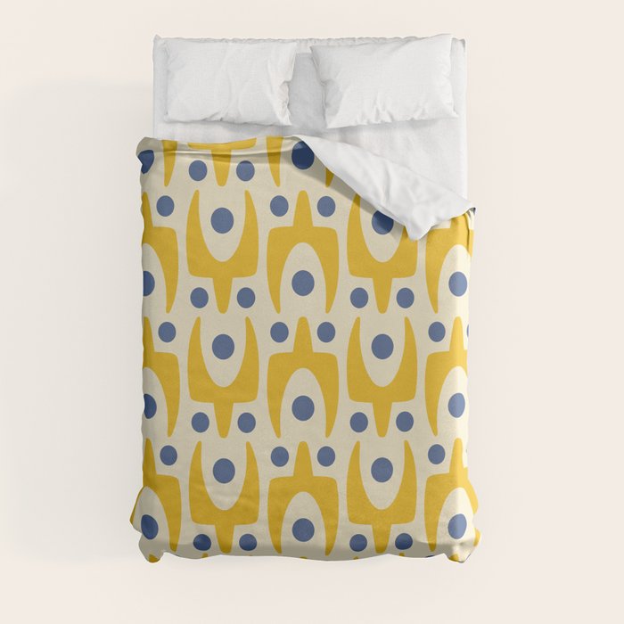 Mid Century Modern Abstract Pattern 641 Googie Yellow and Blue Duvet Cover Gallery Image 8