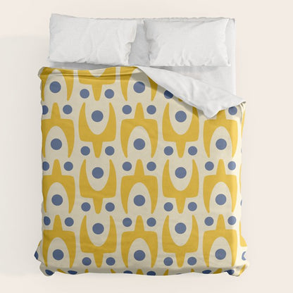 Mid Century Modern Abstract Pattern 641 Googie Yellow and Blue Duvet Cover Gallery Image 7