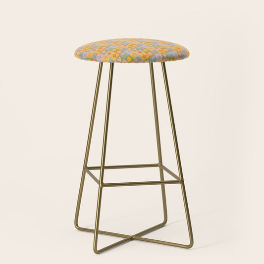 Fun colorful vintage children art mosaic pattern Stool Gallery Image 2