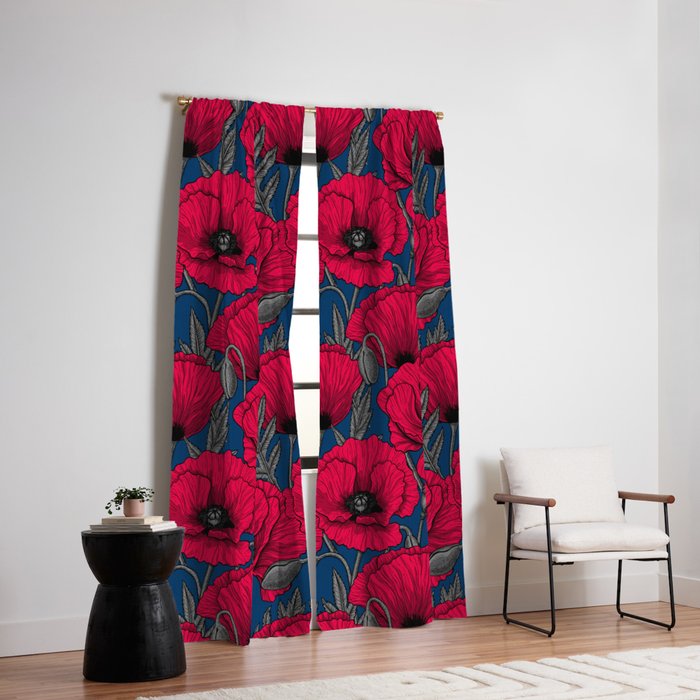 Night poppy garden Window Curtain Gallery Image 6