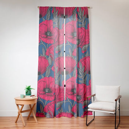 Night poppy garden Window Curtain Gallery Image 12