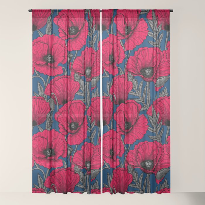 Night poppy garden Window Curtain Gallery Image 22