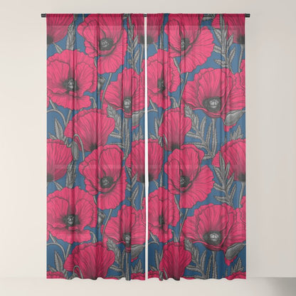 Night poppy garden Window Curtain Gallery Image 22