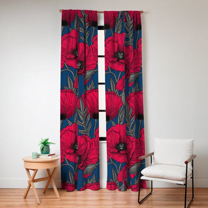 Night poppy garden Window Curtain Gallery Image 4