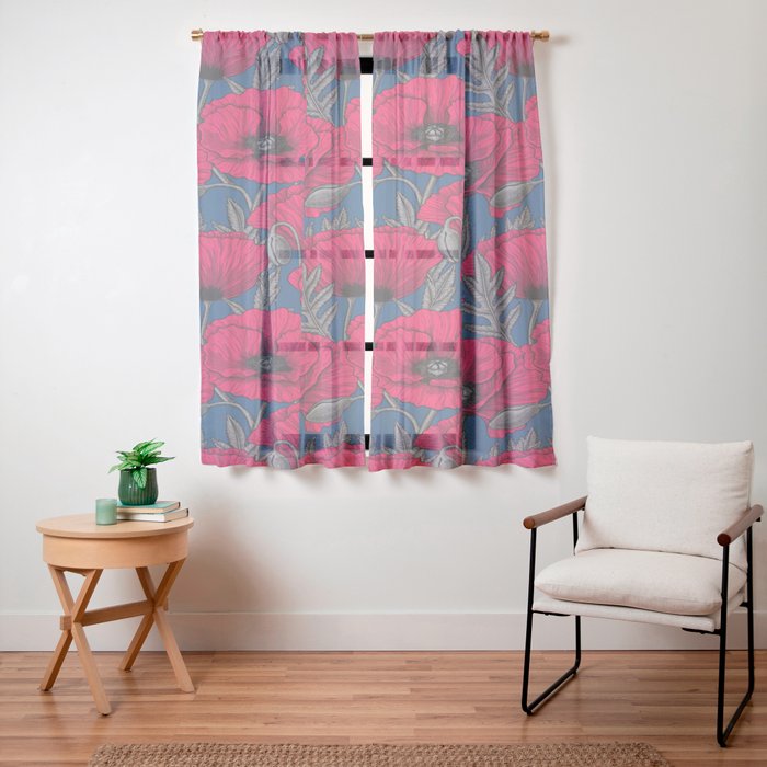 Night poppy garden Window Curtain Gallery Image 23