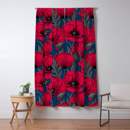 Night poppy garden Window Curtain Gallery Image 1