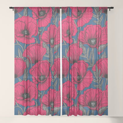 Night poppy garden Window Curtain Gallery Image 21