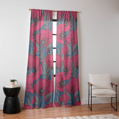 Night poppy garden Window Curtain Gallery Image 10