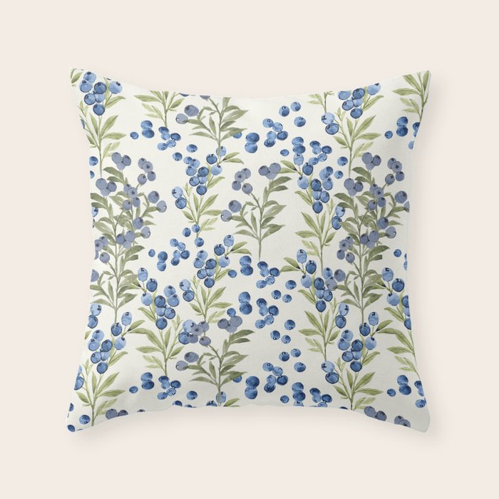 âWild Blueberryâ - Botanical Pattern Throw Pillow Gallery Image 5