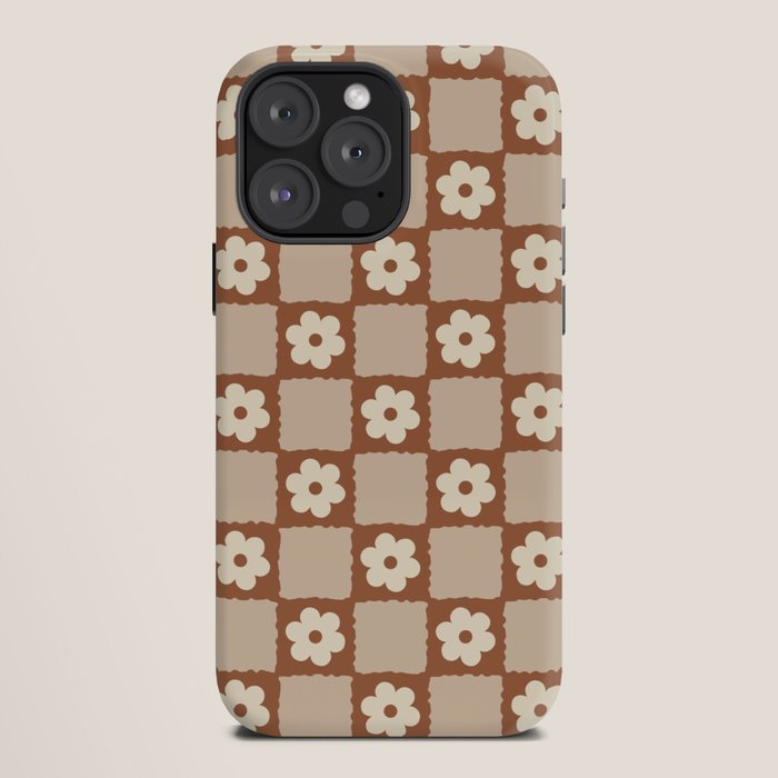 Retro Flower Checker in Brown iPhone Case Gallery Image 12
