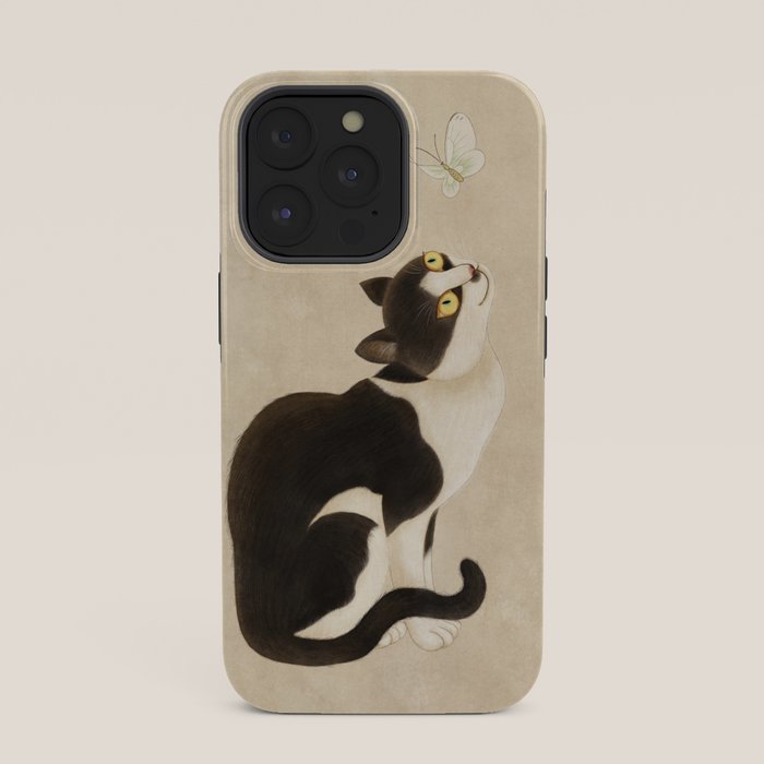Minhwa: cat & butterfly (Korean traditional/folk art) iPhone Case Gallery Image 35