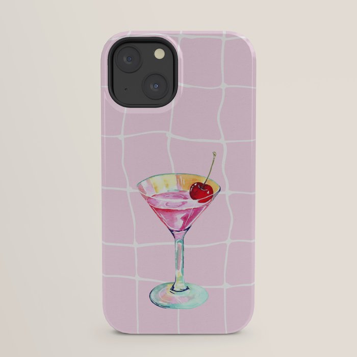 Pink Aesthetic Martini Glass with Cherry iPhone Case Gallery Image 21