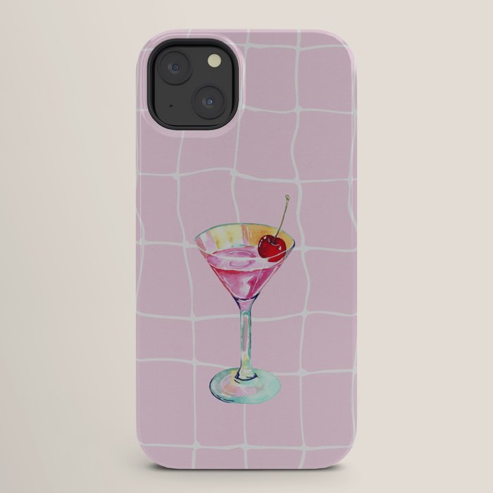 Pink Aesthetic Martini Glass with Cherry iPhone Case Gallery Image 26