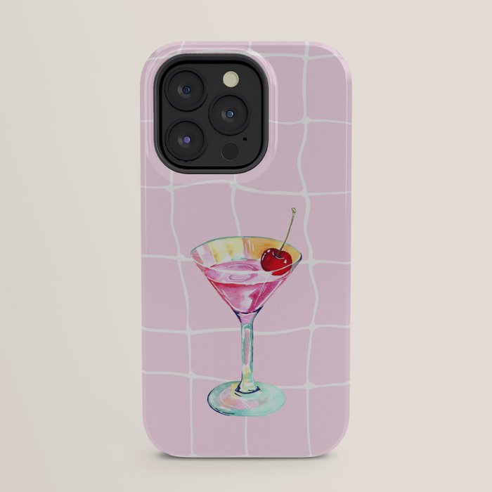 Pink Aesthetic Martini Glass with Cherry iPhone Case Gallery Image 23