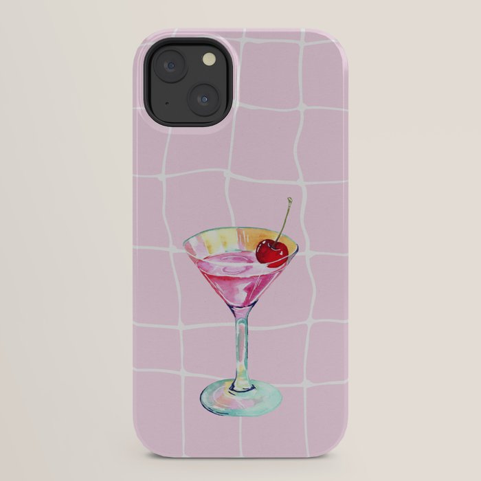 Pink Aesthetic Martini Glass with Cherry iPhone Case Gallery Image 30