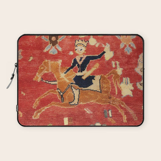 17th Century Isfahan Persian Animal Rug Print Laptop Sleeve Gallery Image 1
